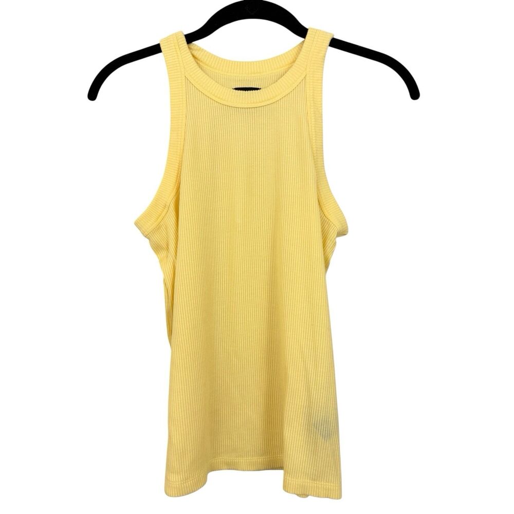 WSLY Ribbed Tank Top Size Medium Sleeveless Yellow Tencel Stretch